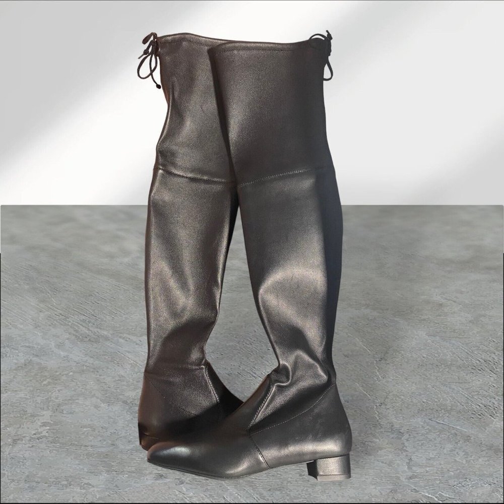 Stuart Weitzman Womans Genna 25 Over The Knee City Boot Black Leather SZ 7